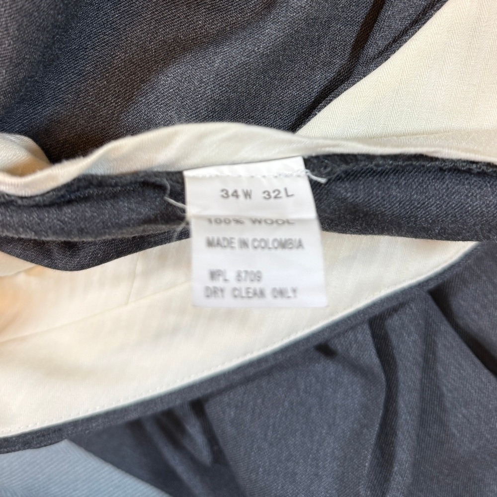 Nautica Mens 34x29 Charcoal Gray 100% Wool Pleated Cuffed Trousers 1348 - Picture 4 of 7